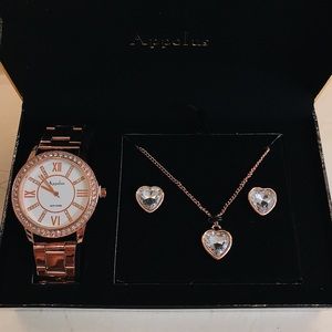 Appolus Watch and Heart Necklace Set